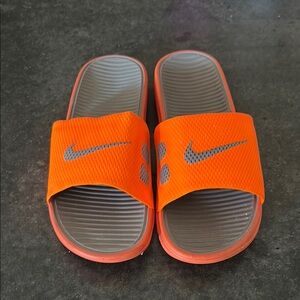 Nike Bright Orange Slides with Gray Details